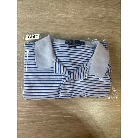 Polo Ralph Lauren Mens XL Blue White Striped Short Sleeve Cotton Polo Shirt - Picture 11 of 11